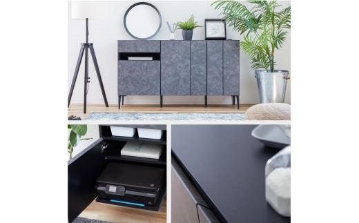 サイドボード 150cm リード ＜ライトグレー×ホワイト＞ 【モーブル】【大川家具】