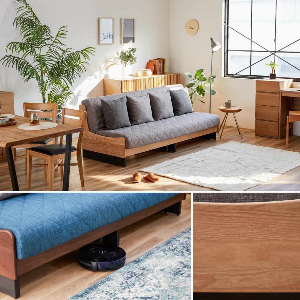 ソファ ソファベッド 幅200 ドロシー2 200ごろ寝ソファ＜ブラウン×ブルー＞【モーブル】【大川家具】