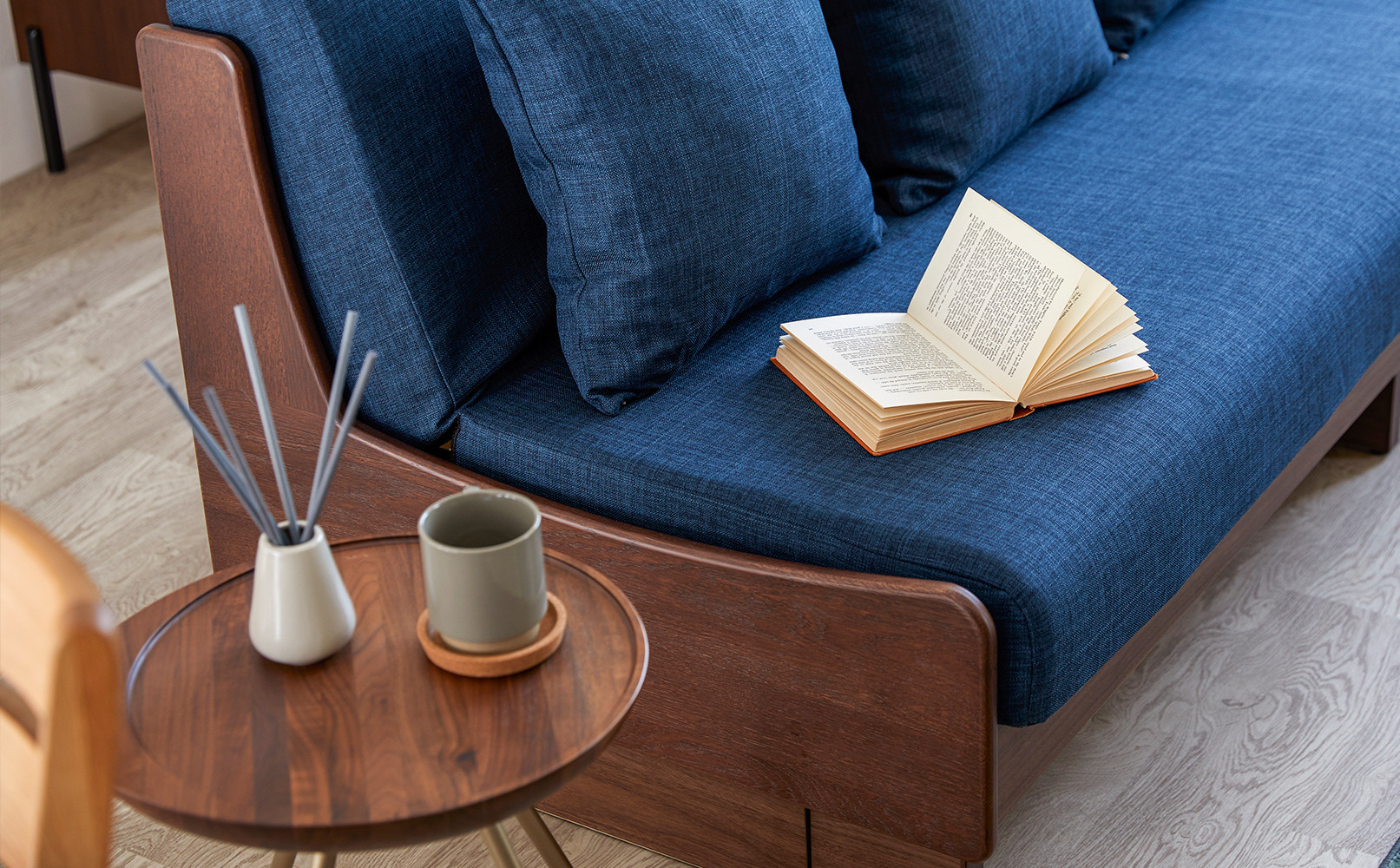 ソファベッド 幅180cm トゥデイ2 180ごろ寝ソファ：ブラウン×ネイビー【モーブル】【大川家具】