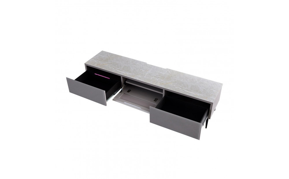 テレビボード 幅180cm ローボード テレビ台 リスボン グラスグレー×マーブルホワイト 【モーブル】【大川家具】