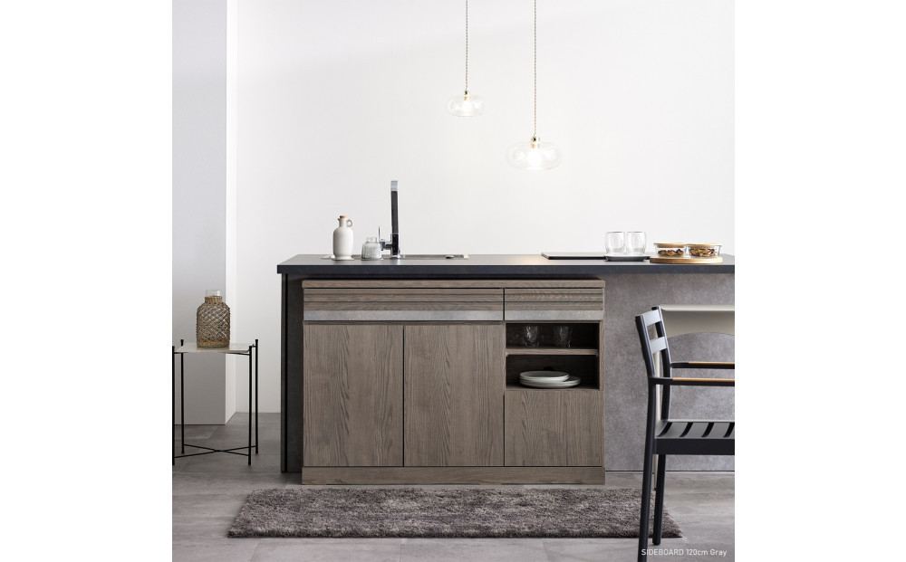 サイドボード 120cm シーン オークグレー 【モーブル／大川家具】