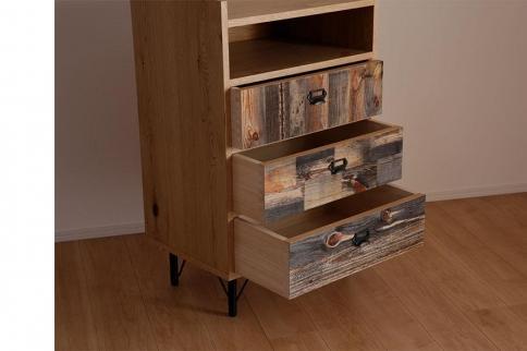 【MARBLE／マーブル 60チェスト ホワイトオーク】★古材パネルを1枚1枚手作業で張り合わせたおしゃれなデザインのチェスト商品ごとに異なる表情を持つデザインは唯一無二の1点物