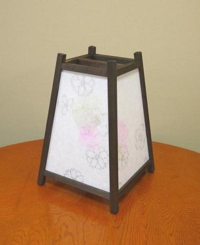 手作り行灯「雅」Mサイズ 名尾和紙使用 桜透かし模様