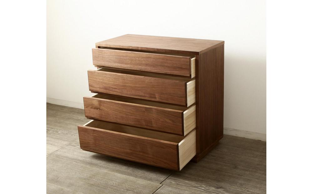 大川家具 ティレ 80cmリビングチェスト 台輪 天然木ウォールナット