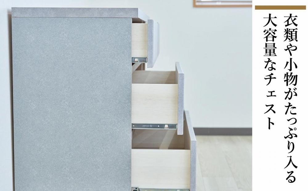 石利（グレー）チェスト 5段 木製 完成品 日本製 80センチ 5段　ハイチェスト タンス 引き出し 収納棚