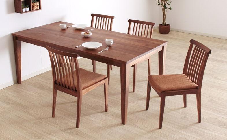 Retta ダイニングチェア 肘無 ウォールナット無垢 合皮 ファブリック 大川市 貞苅椅子製作所