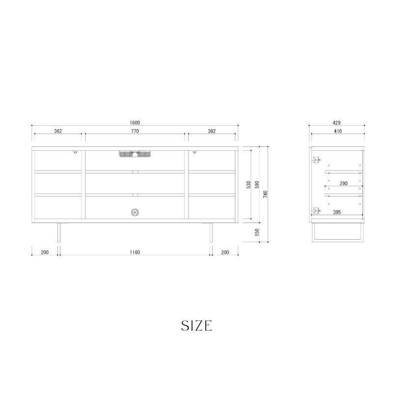 【 GAUSS 】サイドボード【160cm】WO色