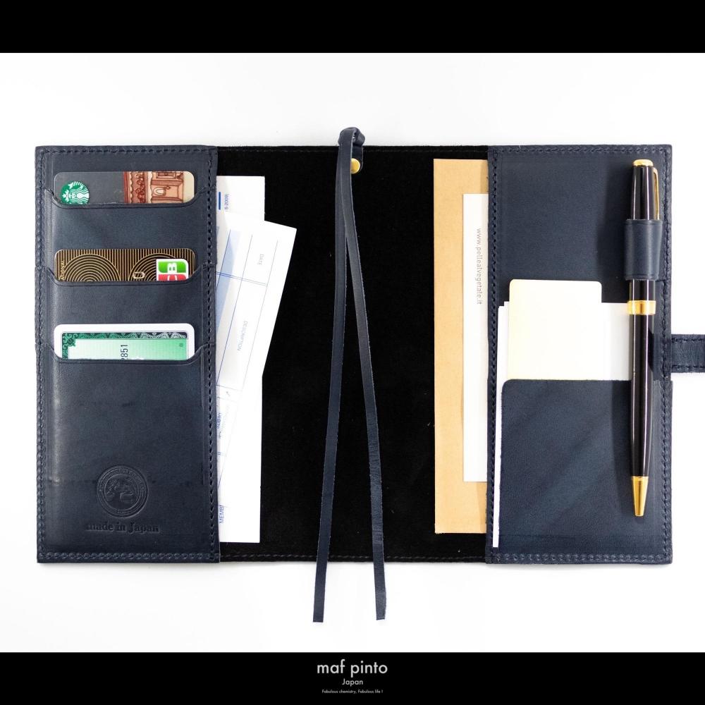 maf pinto (マフ ピント) レザー手帳カバー A6 (文庫本サイズ) ネイビー 本革 日本製