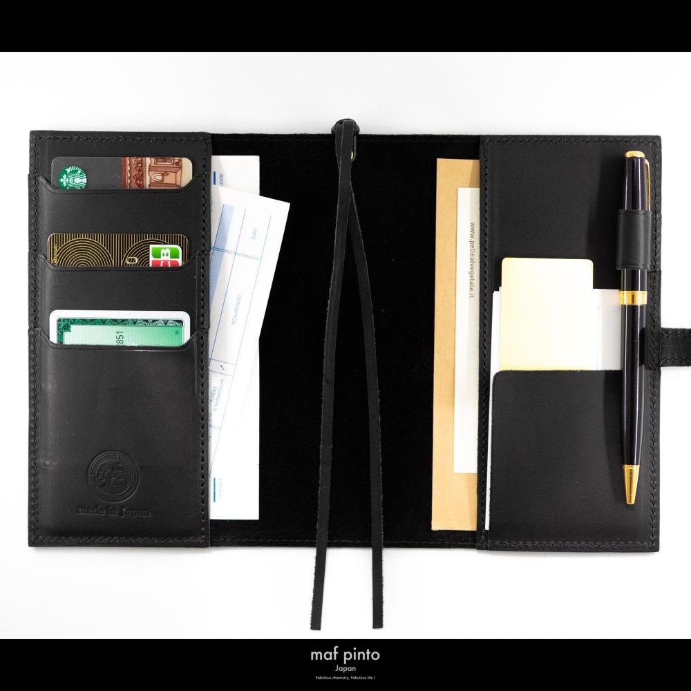 maf pinto (マフ ピント) レザー手帳カバー A6 (文庫本サイズ) ブラック 本革 日本製