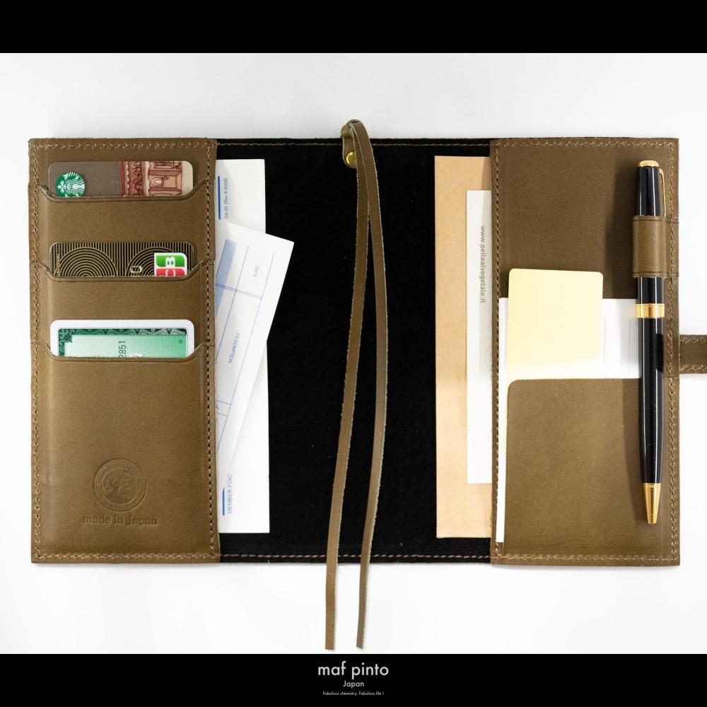 maf pinto (マフ ピント) レザー手帳カバー A6 (文庫本サイズ) オリーブ 本革 日本製