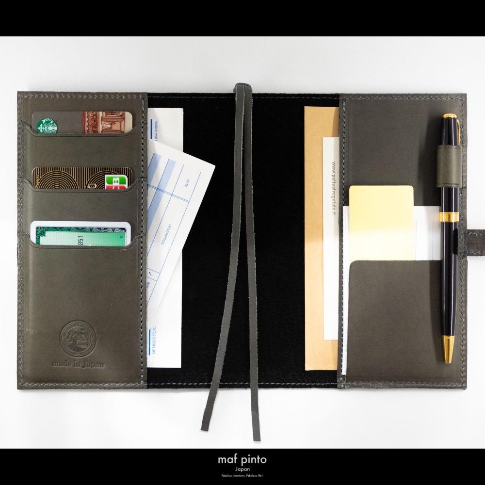 maf pinto (マフ ピント) レザー手帳カバー A6 (文庫本サイズ) グレー 本革 日本製