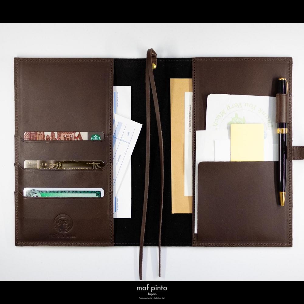 maf pinto (マフ ピント) レザー手帳カバー B6 ダークブラウン 本革 日本製
