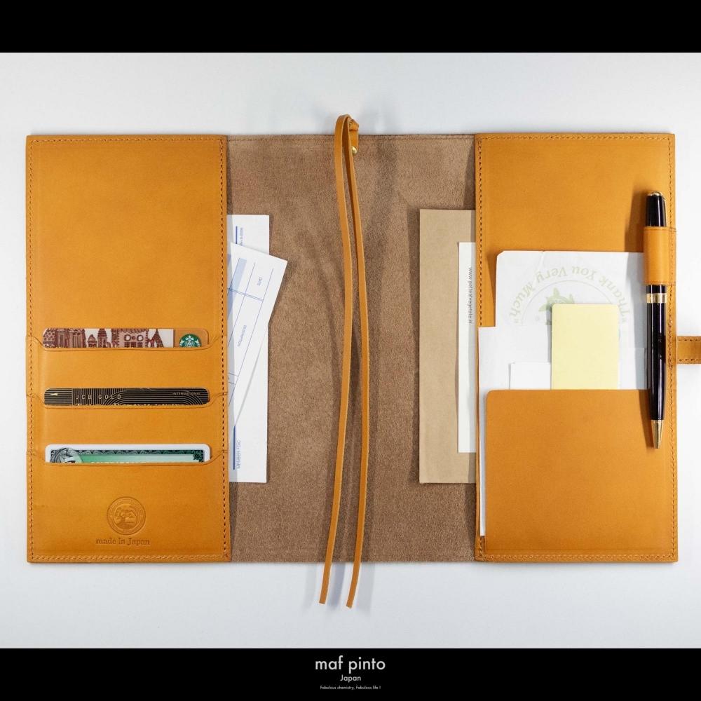 maf pinto (マフ ピント) レザー手帳カバー A5 イエロー 本革 日本製