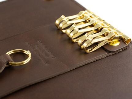 maf pinto レザーキーケース 本革 鍵入れ コンパクト マルチ カードキー ダークブラウン