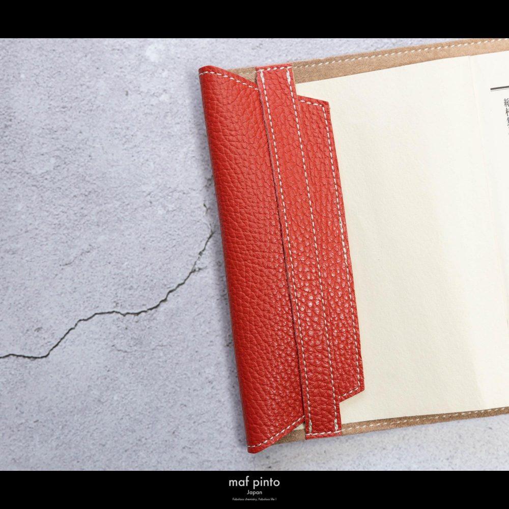 maf pinto (マフ ピント) レザーブックカバー 新書サイズ ADRIA LINE フレッシュレッド 本革 日本製