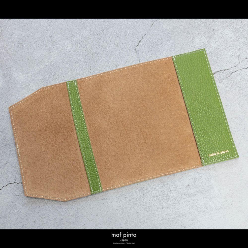 maf pinto (マフ ピント) レザーブックカバー 新書サイズ ADRIA LINE グリーンティー 本革 日本製