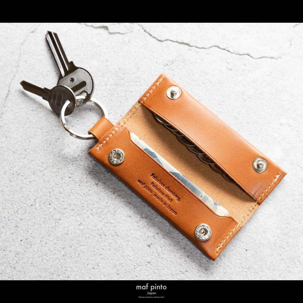 maf pinto (マフ ピント) キーリング キーホルダー 小銭入れ付き ミニ財布 ライトブラウン レザー 本革 日本製