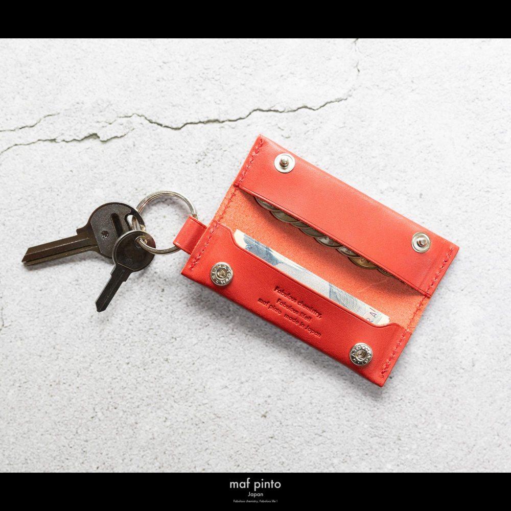 maf pinto (マフ ピント) キーリング キーホルダー 小銭入れ付き ミニ財布 レッド レザー 本革 日本製
