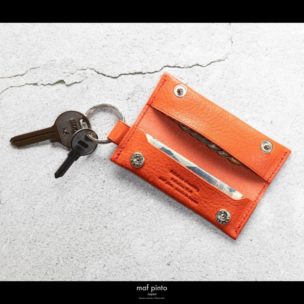 maf pinto (マフ ピント) キーリング キーホルダー 小銭入れ付き ミニ財布 レッドシュリンク レザー 本革 日本製