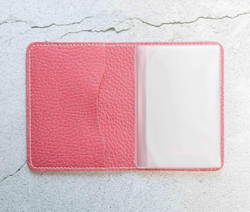 maf pinto (マフ ピント) レザーカードケース クリアポケット ピンク ADRIA LINE 本革 日本製