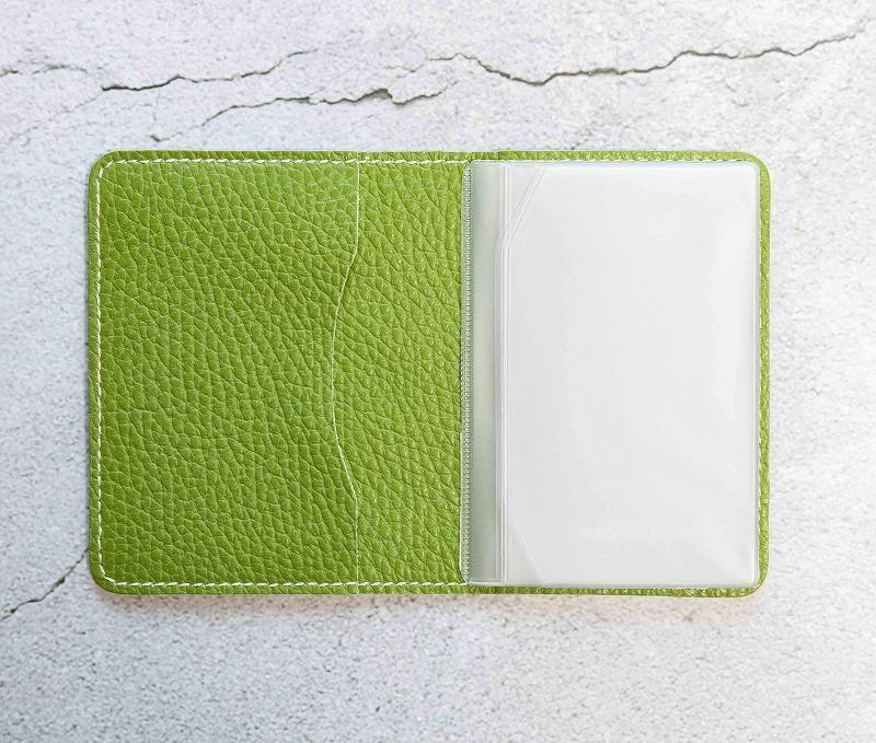 maf pinto (マフ ピント) レザーカードケース クリアポケット グリーンティー ADRIA LINE 本革 日本製