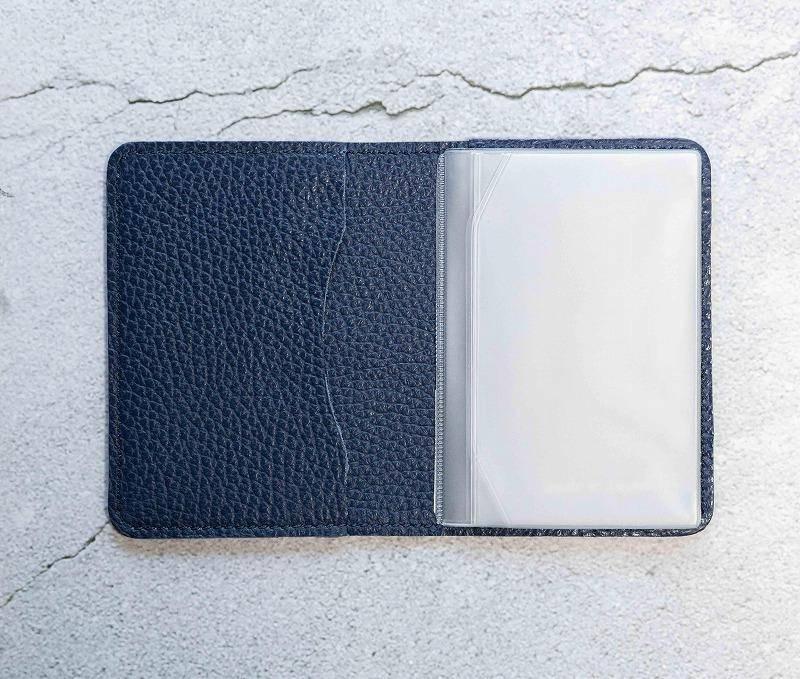 maf pinto (マフ ピント) レザーカードケース クリアポケット ネイビー ADRIA LINE 本革 日本製