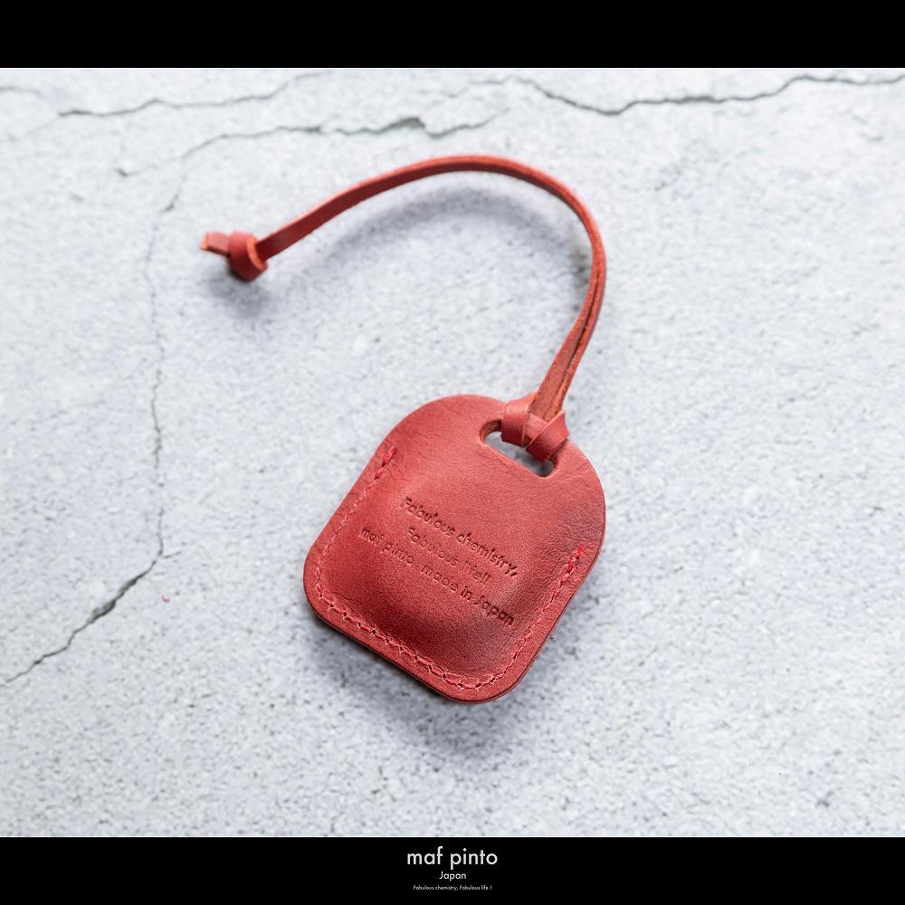 maf pinto (マフ ピント) air tag ケース カバー スクエア 保護 レッド レザー 本革 日本製