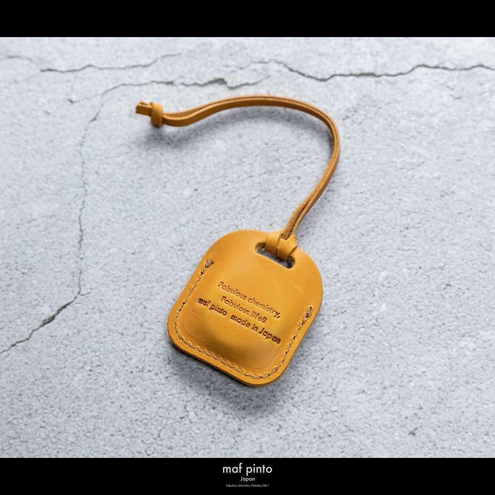 maf pinto (マフ ピント) air tag ケース カバー スクエア 保護 イエロー レザー 本革 日本製