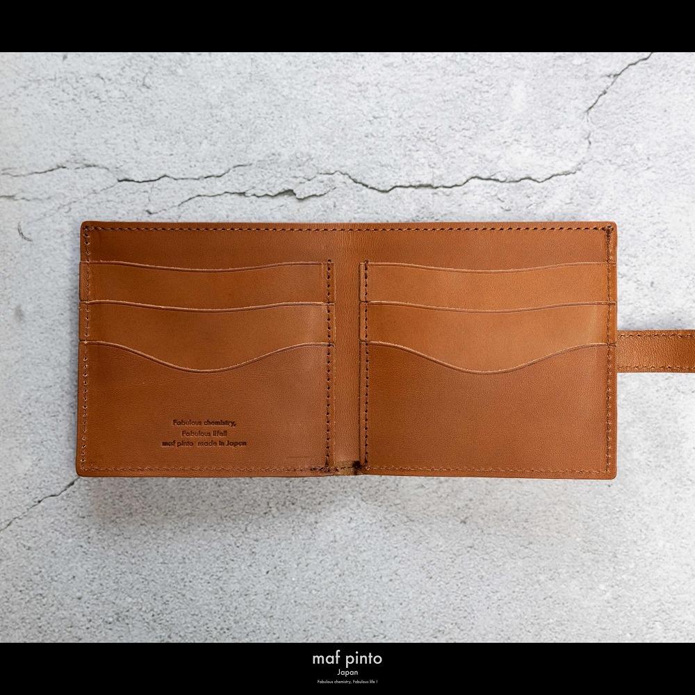 maf pinto (マフ ピント) 二つ折り財布 スナップボタン付き ライトブラウン(同色ステッチ) レザー 本革 日本製