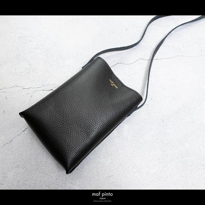 maf pinto (マフ ピント) ミニショルダー バッグ サコッシュ コンパクト ブラック ADRIA LINE レザー 本革 メンズ レディース ユニセックス 日本製