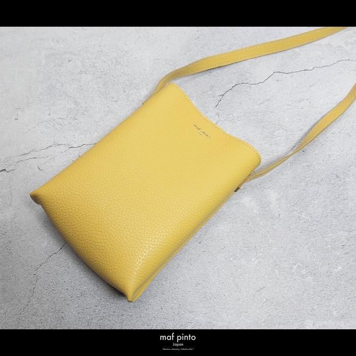maf pinto (マフ ピント) ミニショルダー バッグ サコッシュ コンパクト ライトイエロー ADRIA LINE レザー 本革 メンズ レディース ユニセックス 日本製