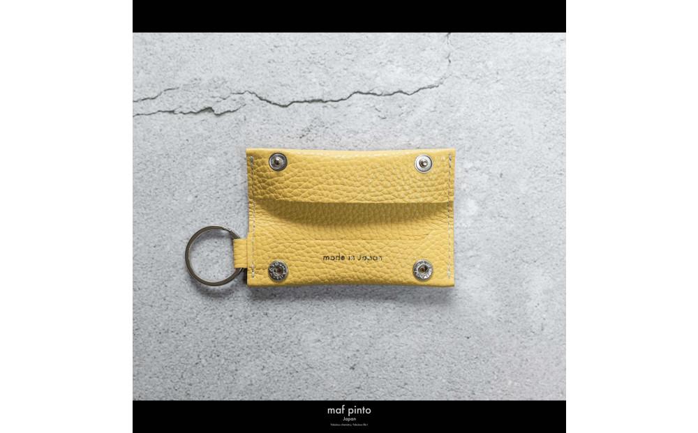 maf pinto (マフ ピント) キーリング キーホルダー 小銭入れ付き ミニ財布 ライトイエロー ADRIA LINE レザー 本革 日本製
