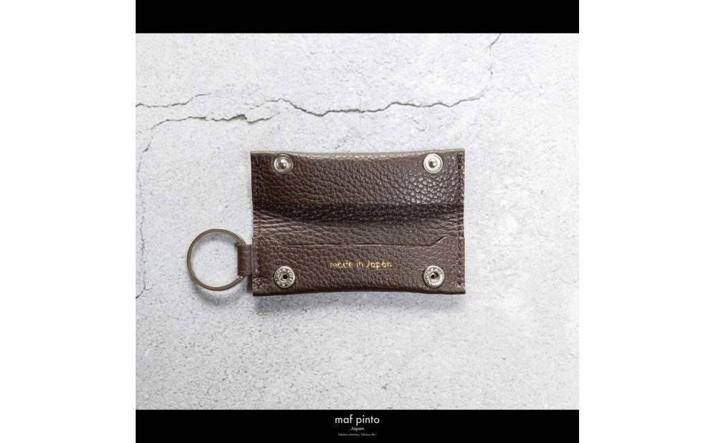 maf pinto (マフ ピント) キーリング キーホルダー 小銭入れ付き ミニ財布 チョコレート ADRIA LINE レザー 本革 日本製