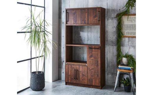 【開梱設置】食器棚 レンジ台 キッチンボード 令和 幅83 ウォールナット