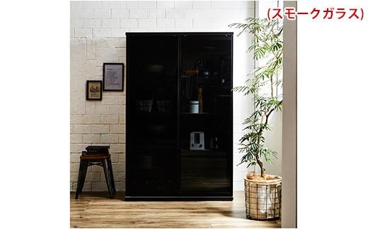 【開梱設置】引き戸キッチンボード 食器棚 ポエム 幅113.5 2枚扉（ミスト・クリア・スモークガラス） ブルックリン レンジ台 家具