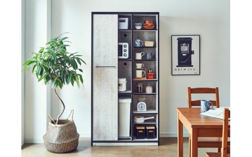 【開梱設置】食器棚 引き戸 L.A. 幅92.7cm アンティークウッドホワイト キッチンボード レンジ台 家具