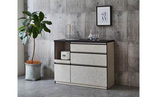 【開梱設置】キッチンカウンター レンジ台 アンサンブル 幅119.7 ストーンホワイト