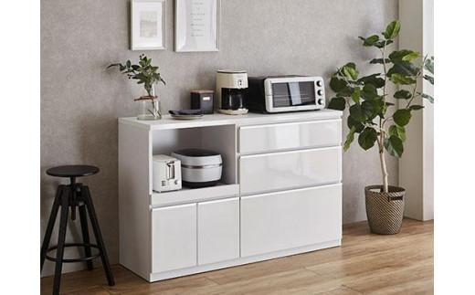 【開梱設置】キッチンカウンター レンジ台 アンサンブル 幅139.1 鏡面ホワイト