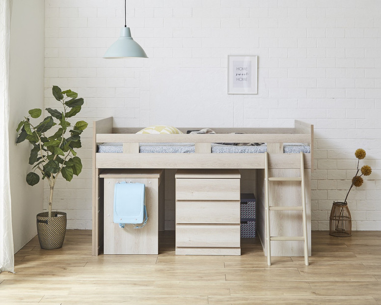 【開梱設置】”コンパクト”国産組み換え式システムベッド【マッシュ】グレージュ