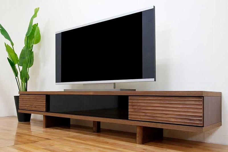 テレビ台 テレビボード 幅200 ウォールナット 無垢材 引き出し 収納 デッキ収納 TV台 ローボード 脚付き 大川家具 丸田木工 リード