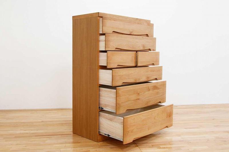 チェスト タンス 幅88 6段 奥行44 ナチュラル色 アルダー材 木製 桐たんす 箪笥 婚礼 衣類収納 完成品 大川家具 丸田木工 サーフ