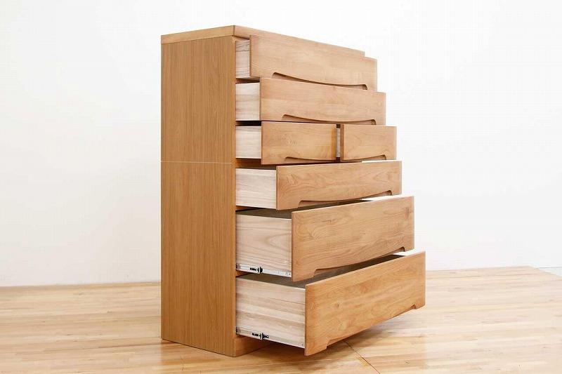 チェスト タンス 幅102 6段 奥行44 ナチュラル色 アルダー材 木製 桐たんす 箪笥 婚礼 衣類収納 完成品 大川家具 丸田木工 サーフ