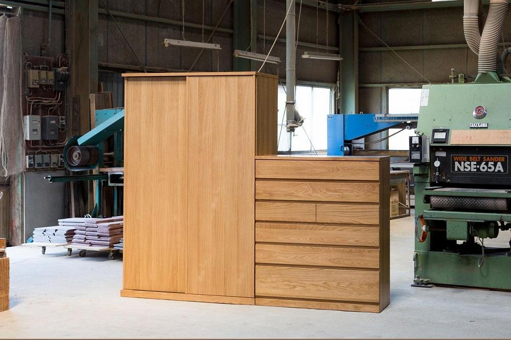 チェスト タンス 幅102 5段 奥行44 ホワイトオーク 無垢 桐たんす 桐箪笥 箪笥 木製 婚礼 衣類収納 大川家具 丸田木工 ミンクス