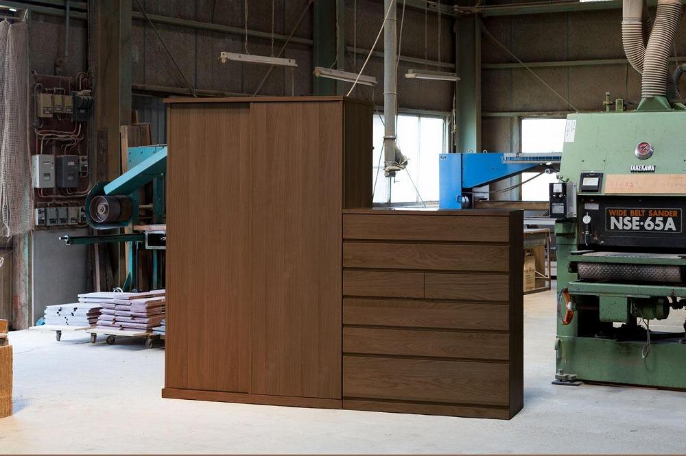 チェスト タンス 幅118 6段 奥行44 ウォールナット 無垢 桐たんす 桐箪笥 箪笥 木製 婚礼 衣類収納 大川家具 丸田木工 ミンクス