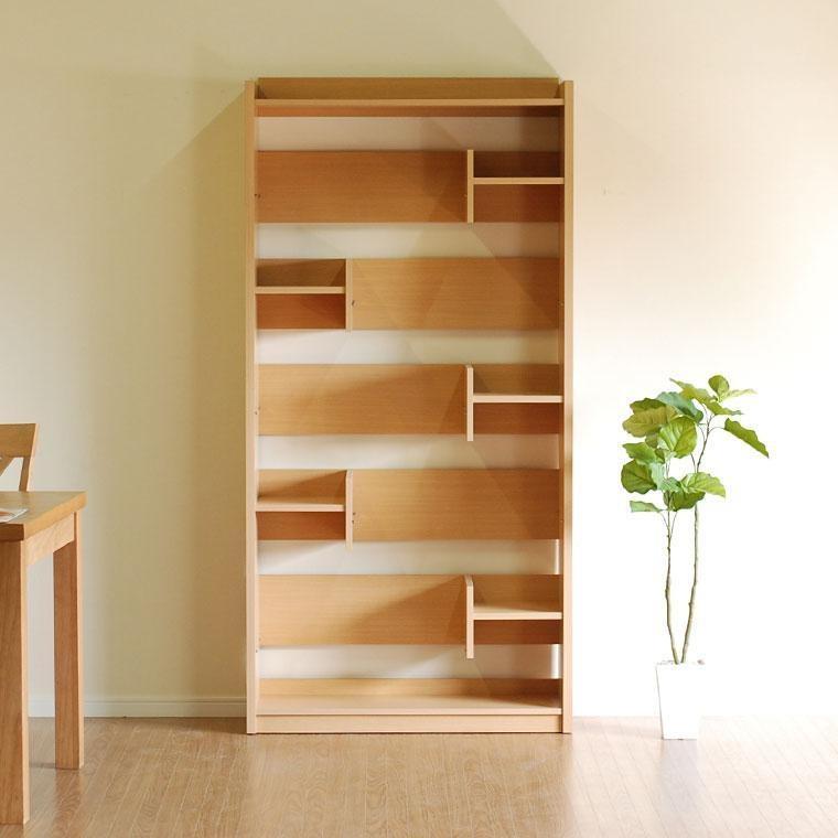 RIDE ライド 90シェルフ ライトブラウン 幅90 高さ182 さまざまなサイズの本を収納できる段違い棚