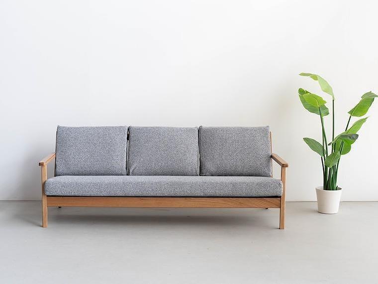 コペンハーゲン01 3Pソファ オーク／バトンライトグレー 幅189 奥行76 高さ70