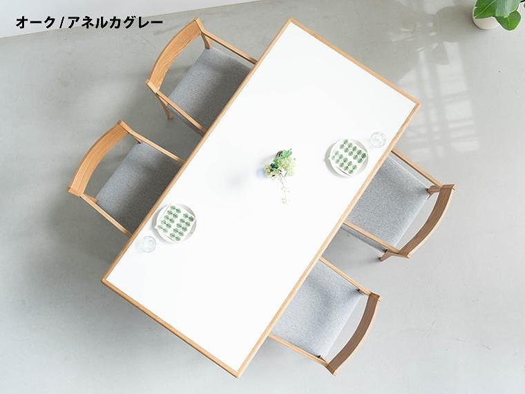 サイズオーダー メラミンテーブル DTジャンブルMM01-6 DC02 オーク 5点 ダイニングセット