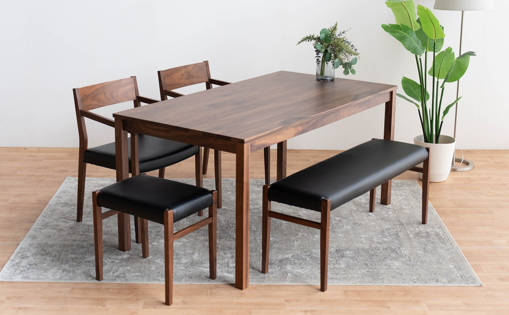 DT01 DC02 BC01 ST01 5点 ダイニングセット ウォールナット オールマイティブラック テーブル 椅子 ベンチ スツール