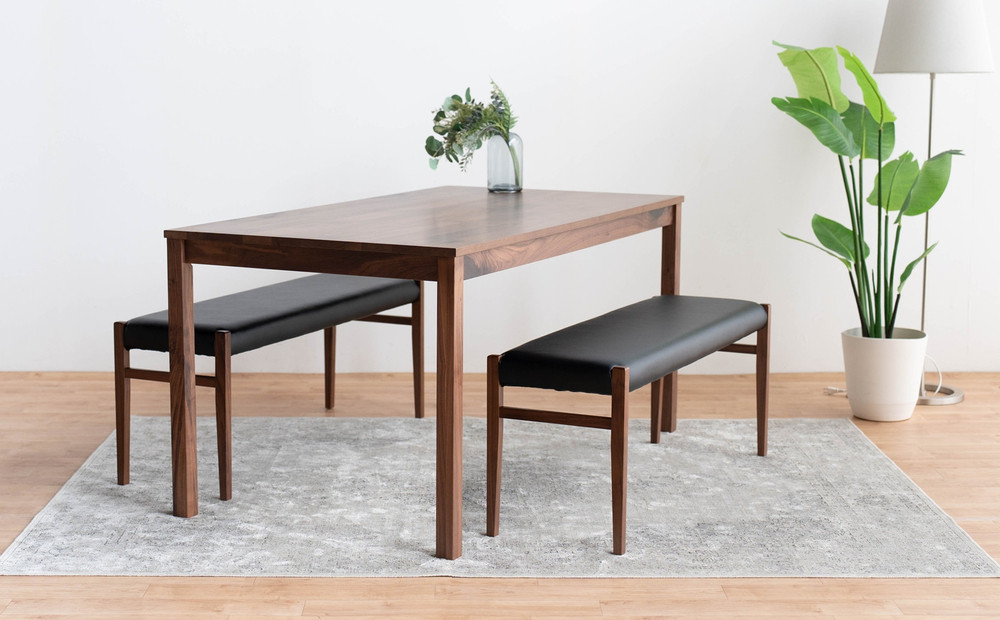 DT01 BC01 3点 ダイニングセット ウォールナット オールマイティブラック テーブル ベンチ