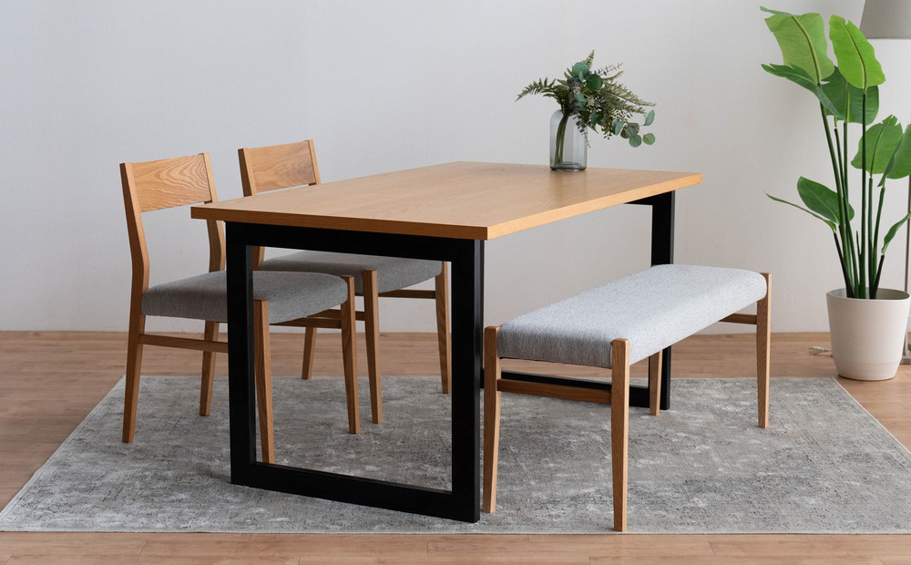 DT02 DC01 BC01 4点 ダイニングセット オーク アネルカグレー テーブル 椅子 ベンチ
